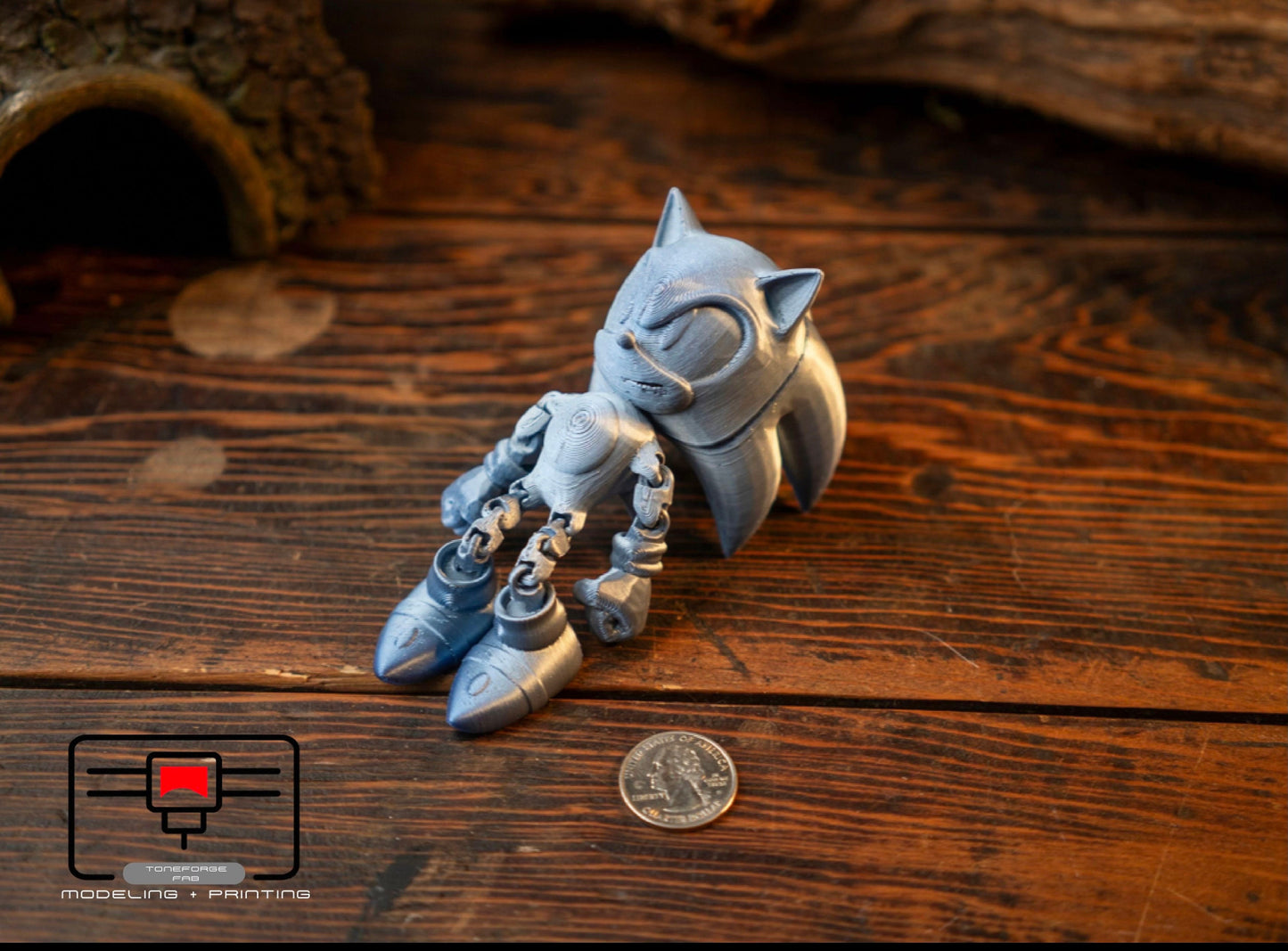 Articulated 3D printed Sonic, flexi game character, fidget toy