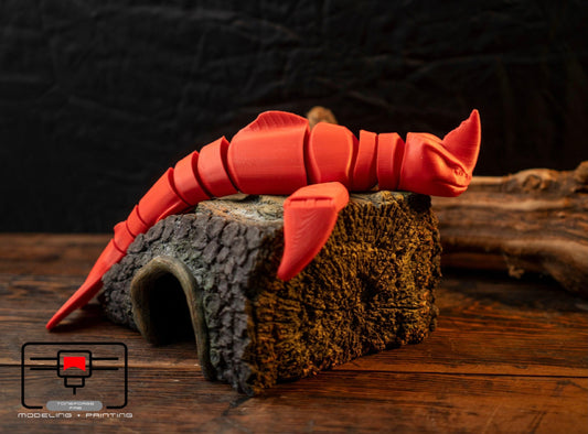 Articulated 3D printed Red Sea Beast, flexi sea monster, fidget toy