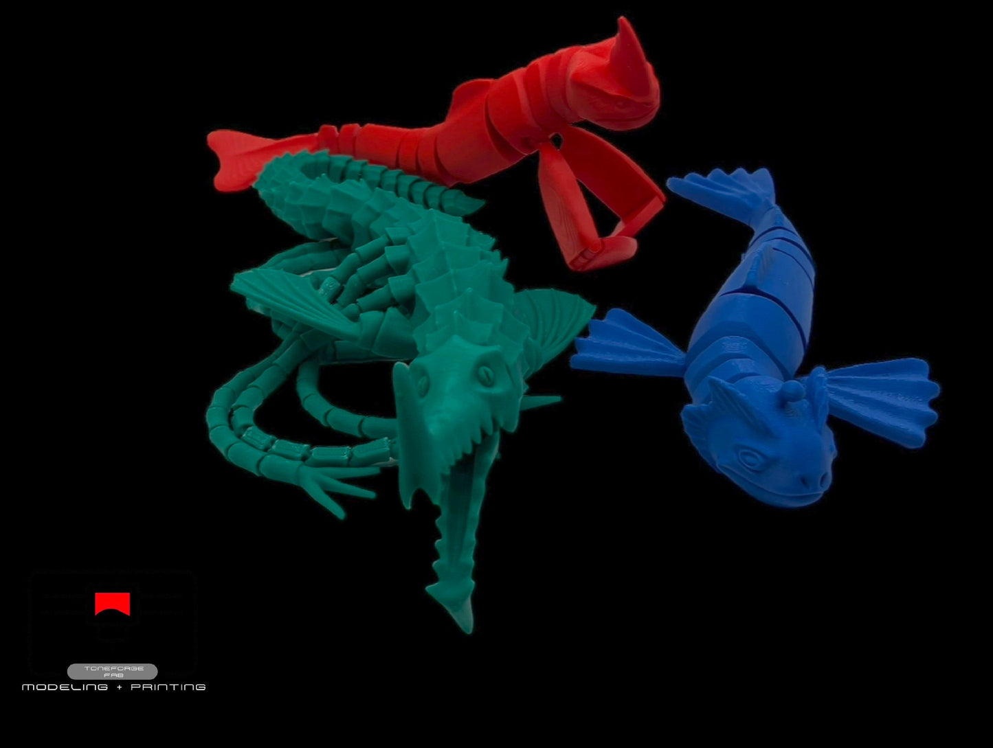 Articulated 3D printed Sea Beast Bundle, flexi sea monster, fidget toy